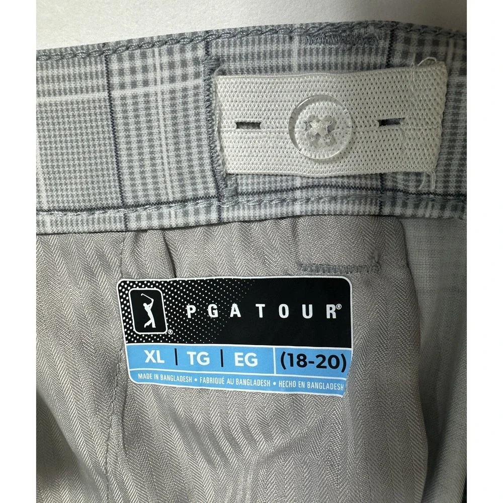 PGA TOUR Boys' Flat Front Printed Golf Short, Bright White, XL (18-20)‎
